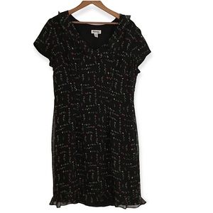 Depeche Mode Size 10 Short Sleeve Black Dress with Floral Print